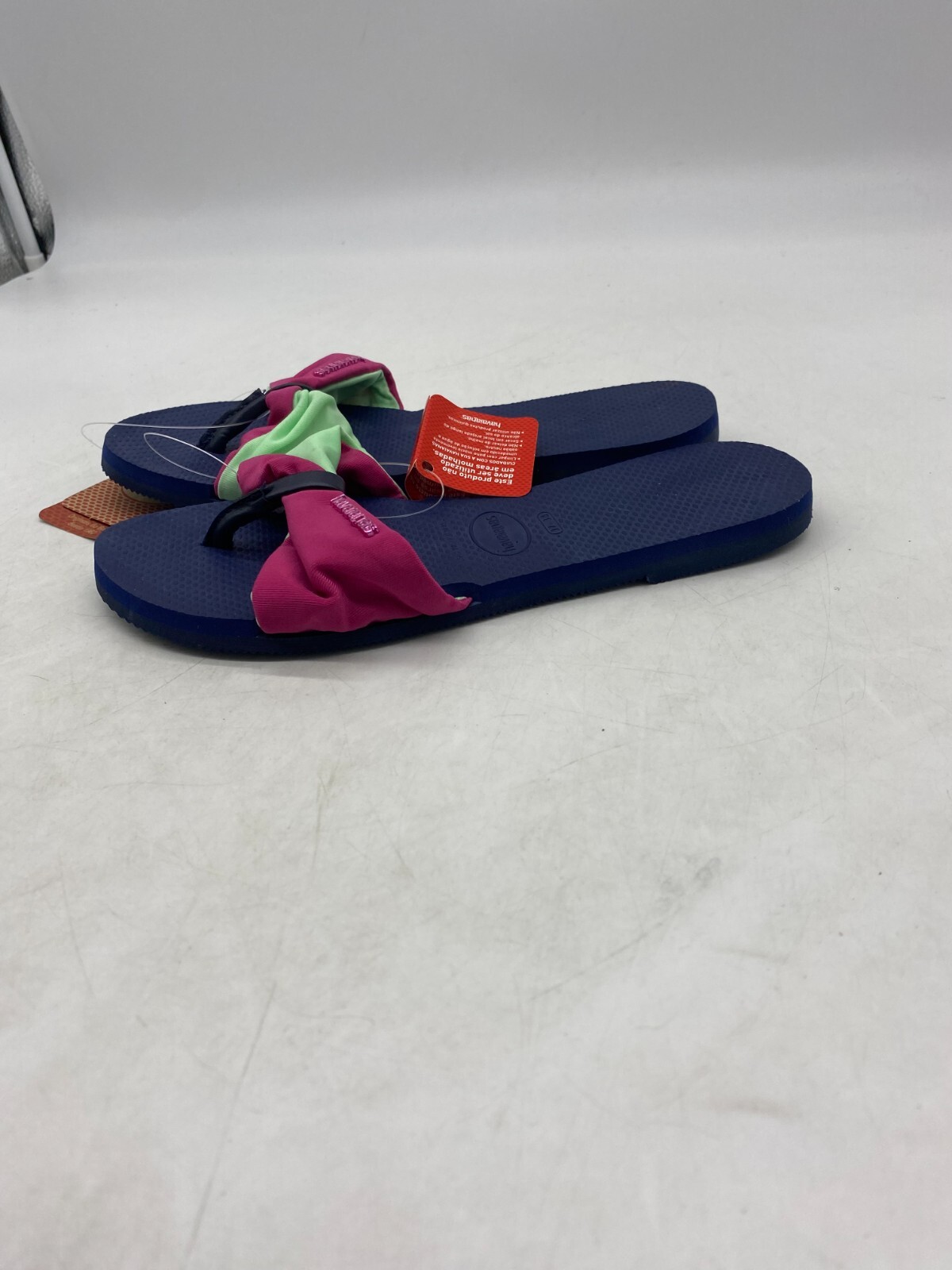 Havaianas You St. Tropez Blue Pink Green Slide Thong Sandals Women’s Sz 7/8 US