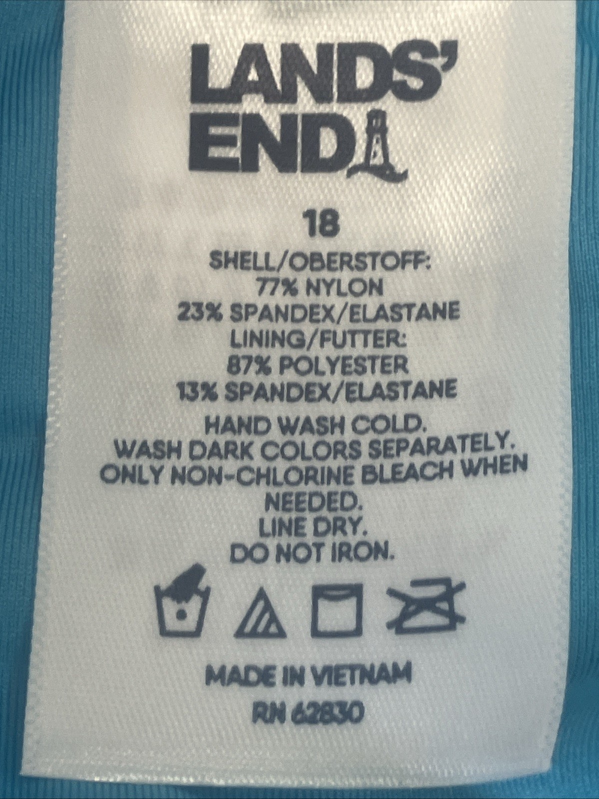 New Lands’ End Bikini Swim Bottoms Size 18 Turquoise High Waisted Blue Lands End