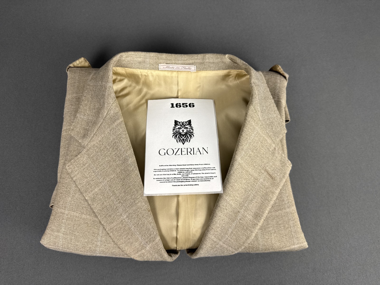 Corneliani Linea Sartoria Blazer EU58R UK48R Super 140s Beige Check Wool Jacket