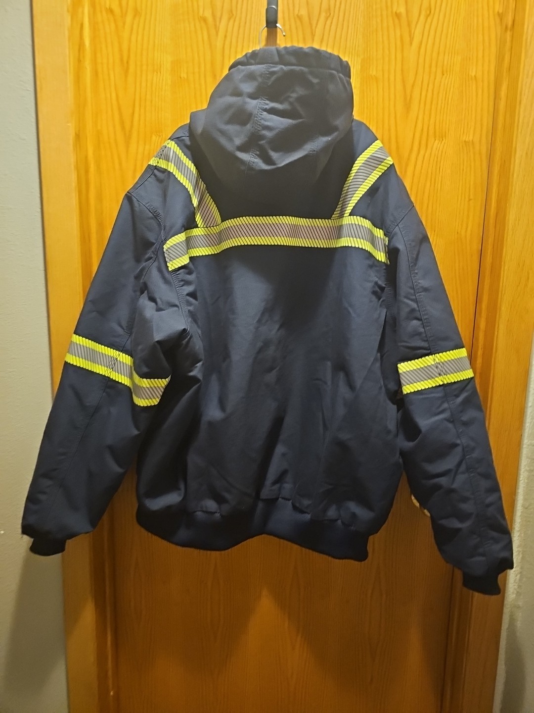 Carhartt Canvas Coat 59376-20 Hooded Navy Insulated Duck Quilt Lined XL Safety