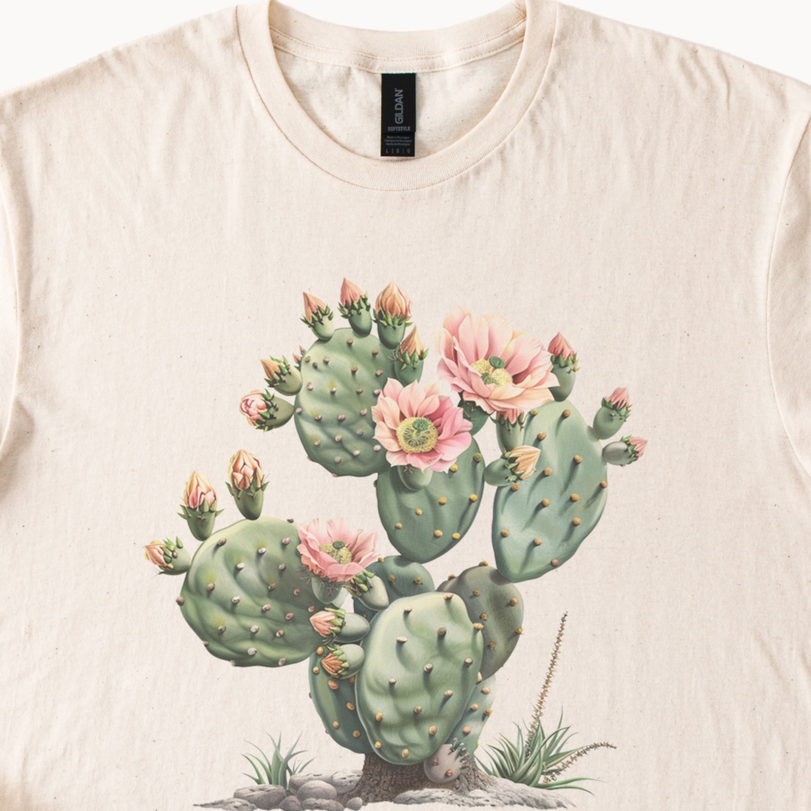 Cactus Flower Graphic Tee Prickly Pear Blossom Desert Plant Shirt
