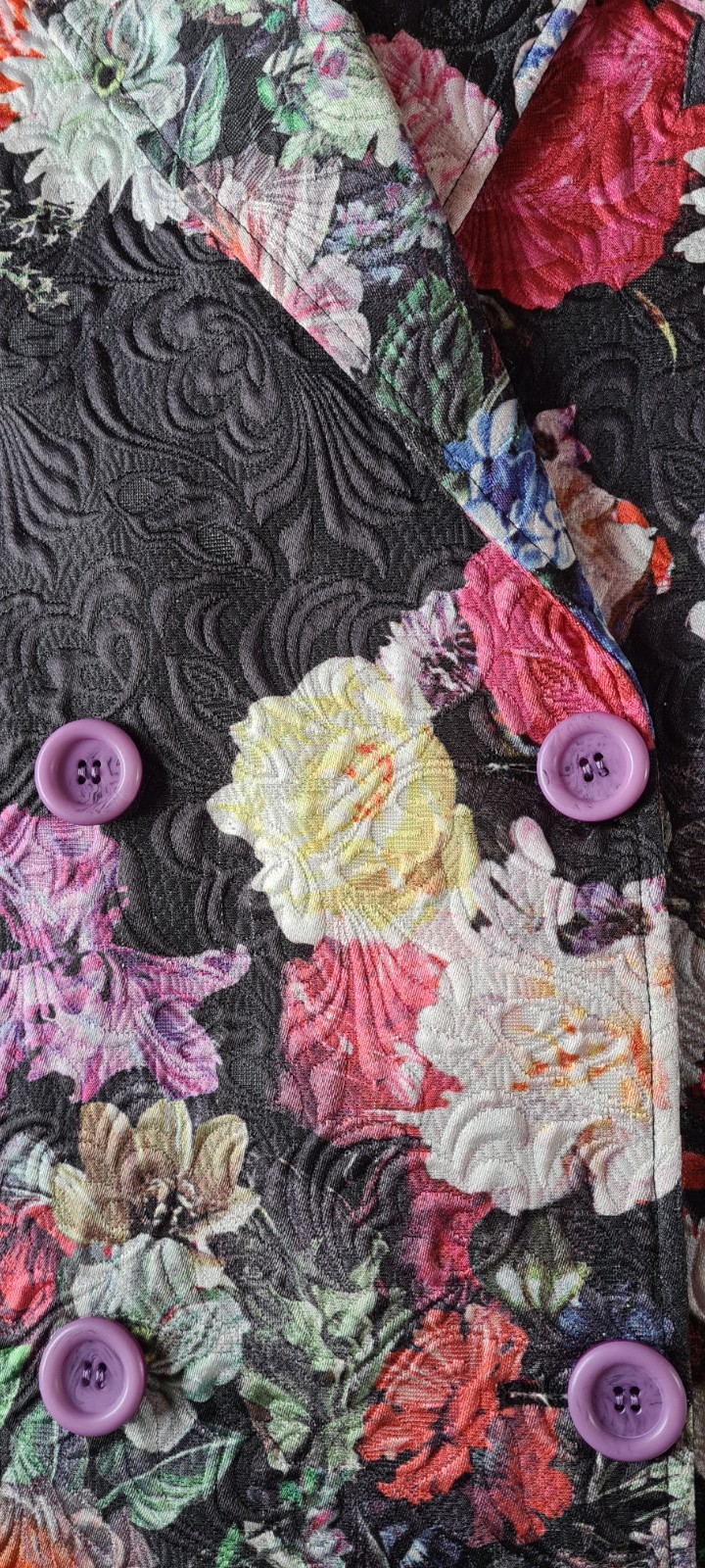 Jolie Moi Floral Jacket UK 14 Double Breasted Textured Blazer Jacket
