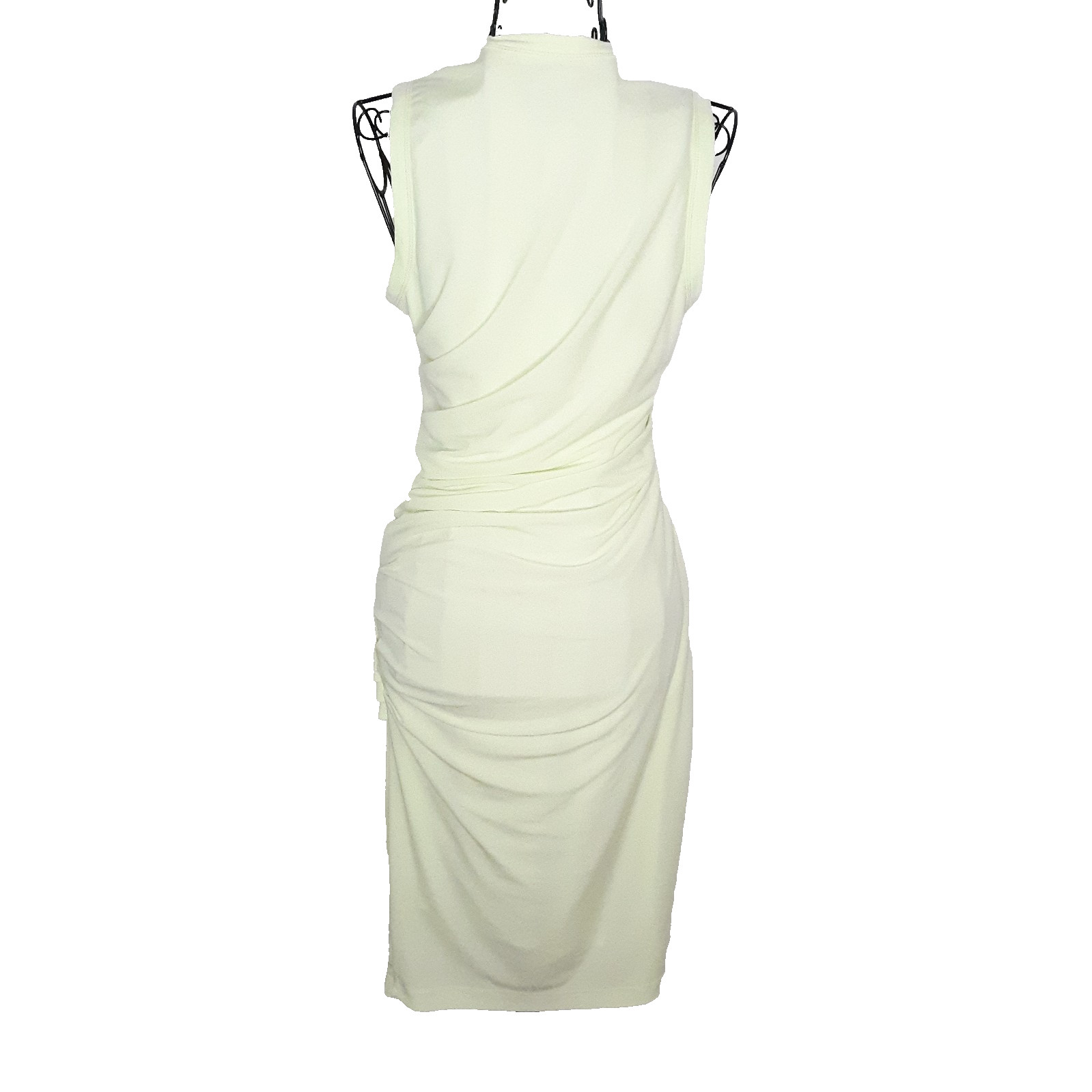 Helmut Lang Electric Yellow Ruched Body Con Sheath Dress Size Small Pre-Owned