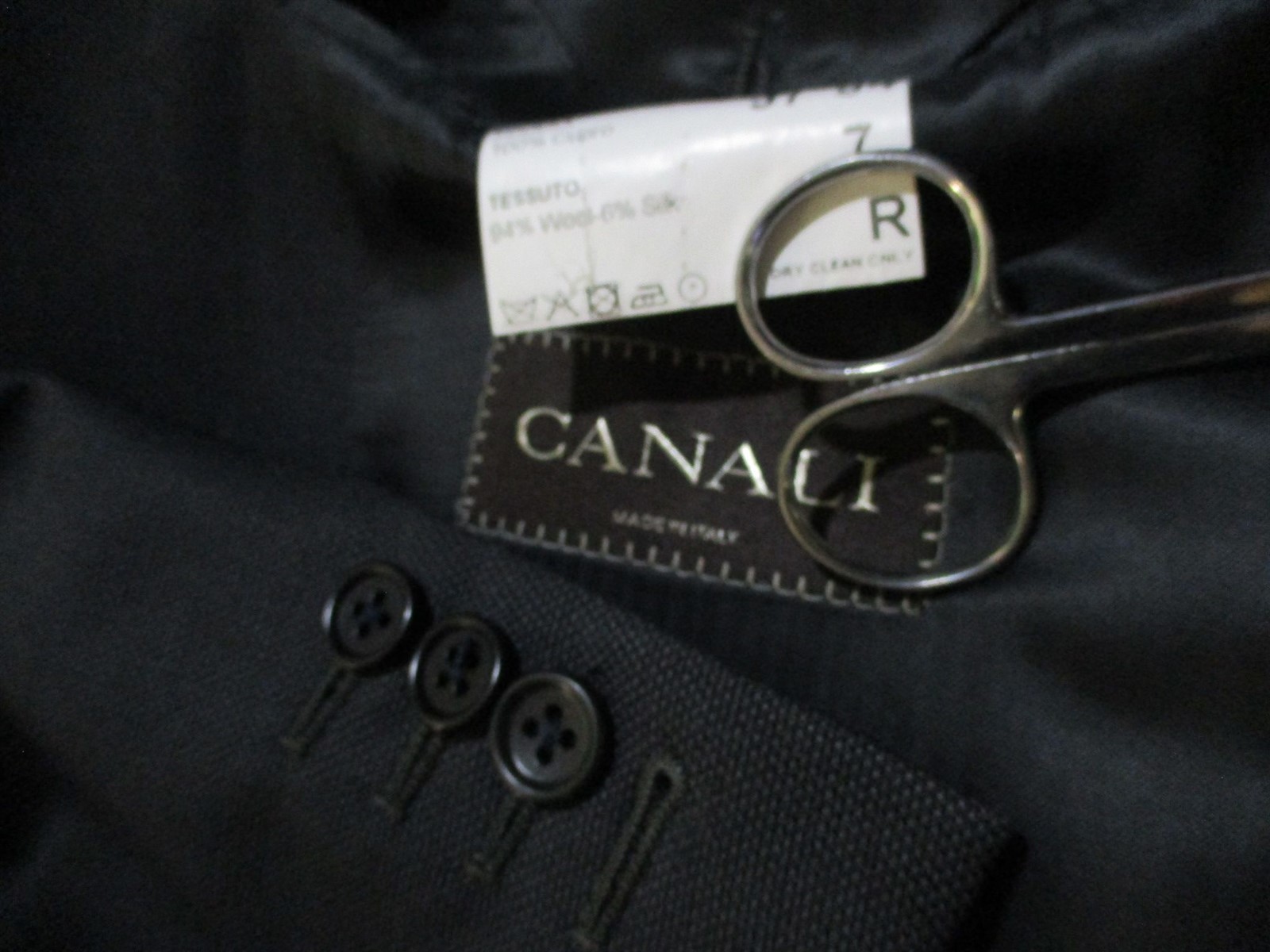 Canali Mens Blue Nailhead 2 Btn Wool Silk Suit 44R Italy Working Cuffs