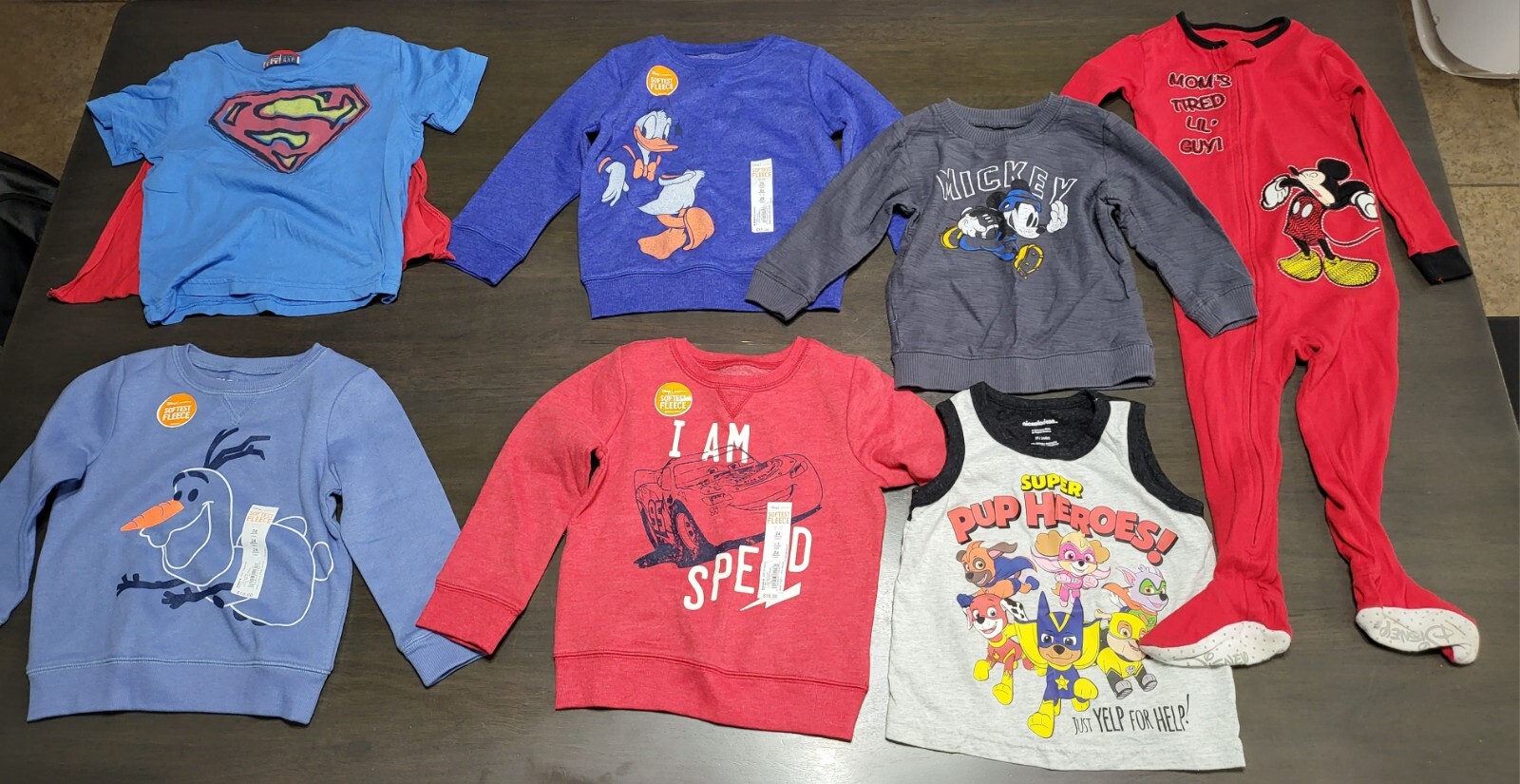 7 Piece Lot Set 2T 24M New NWT & Used Disney & Superman & Paw Patrol & Pajamas