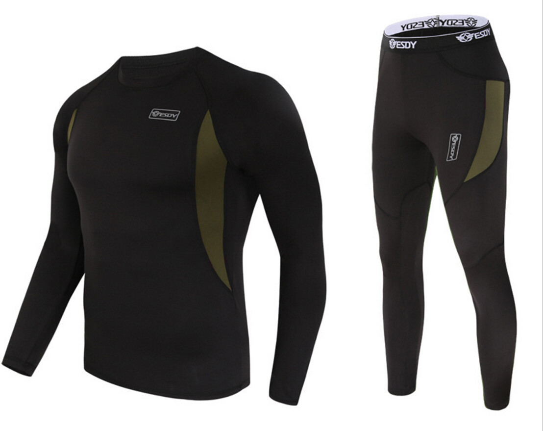 Men Thermal underwear Long Johns Shirt Sweater + fleece Pants and Tops Set