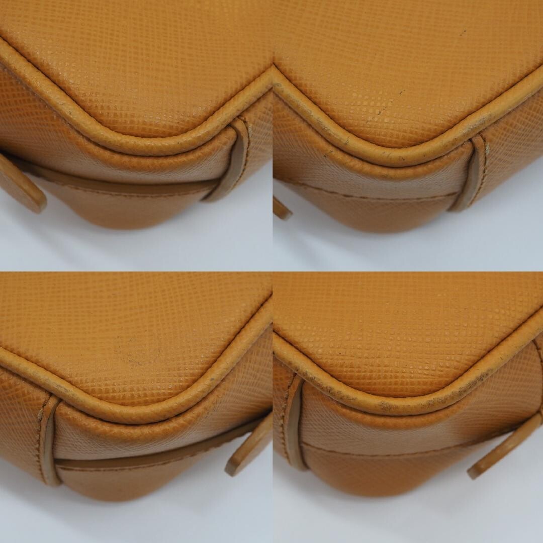 Prada Saffiano Leather Camel Camera Bag Crossbody Gold Hardware Auth
