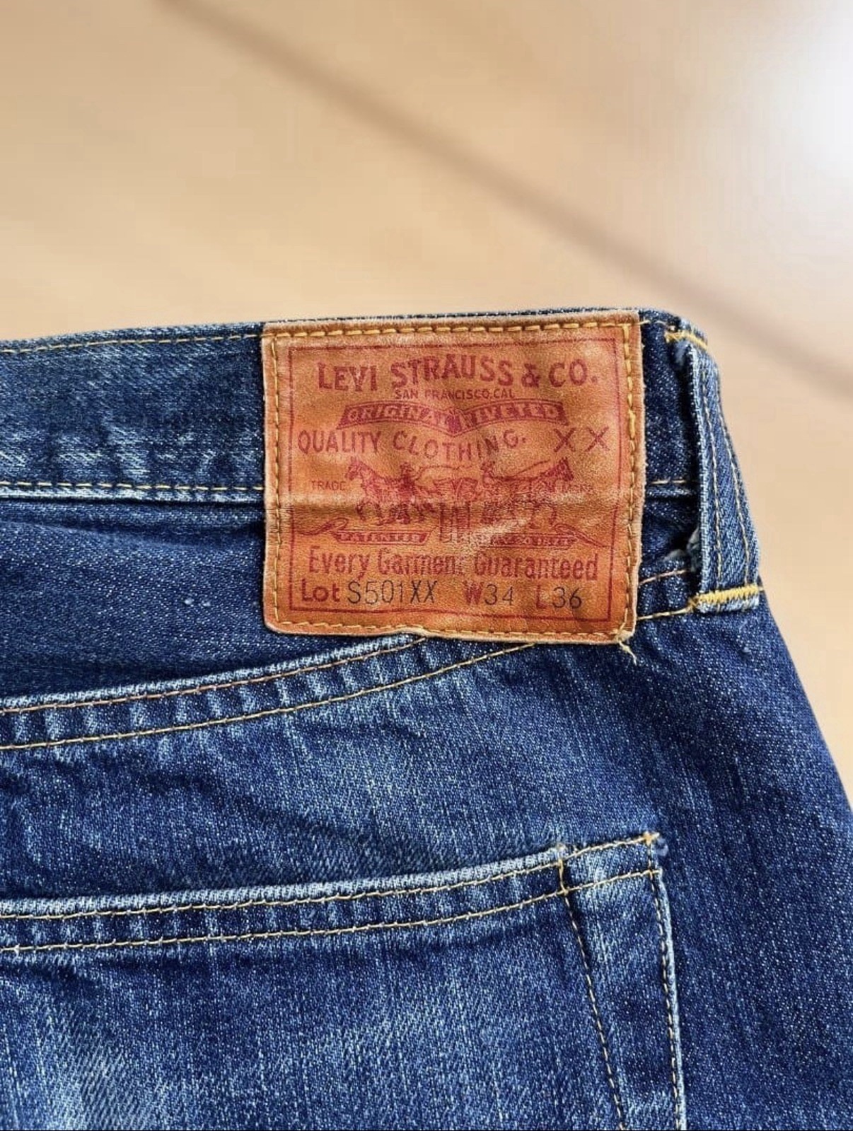 vintage Levi’s LVC S501XX 1944 Era Valencia Redline Selvedge Denim W34 L36 USA