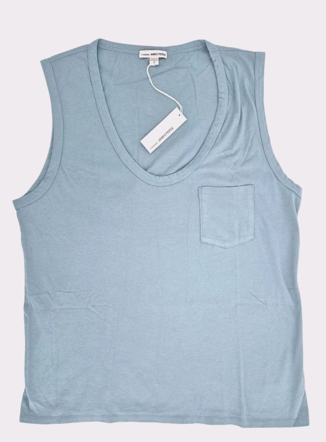 New James Perse Women’s Deep U- Neck Cotton Tank Top in Azure Size 1 (Small) $95
