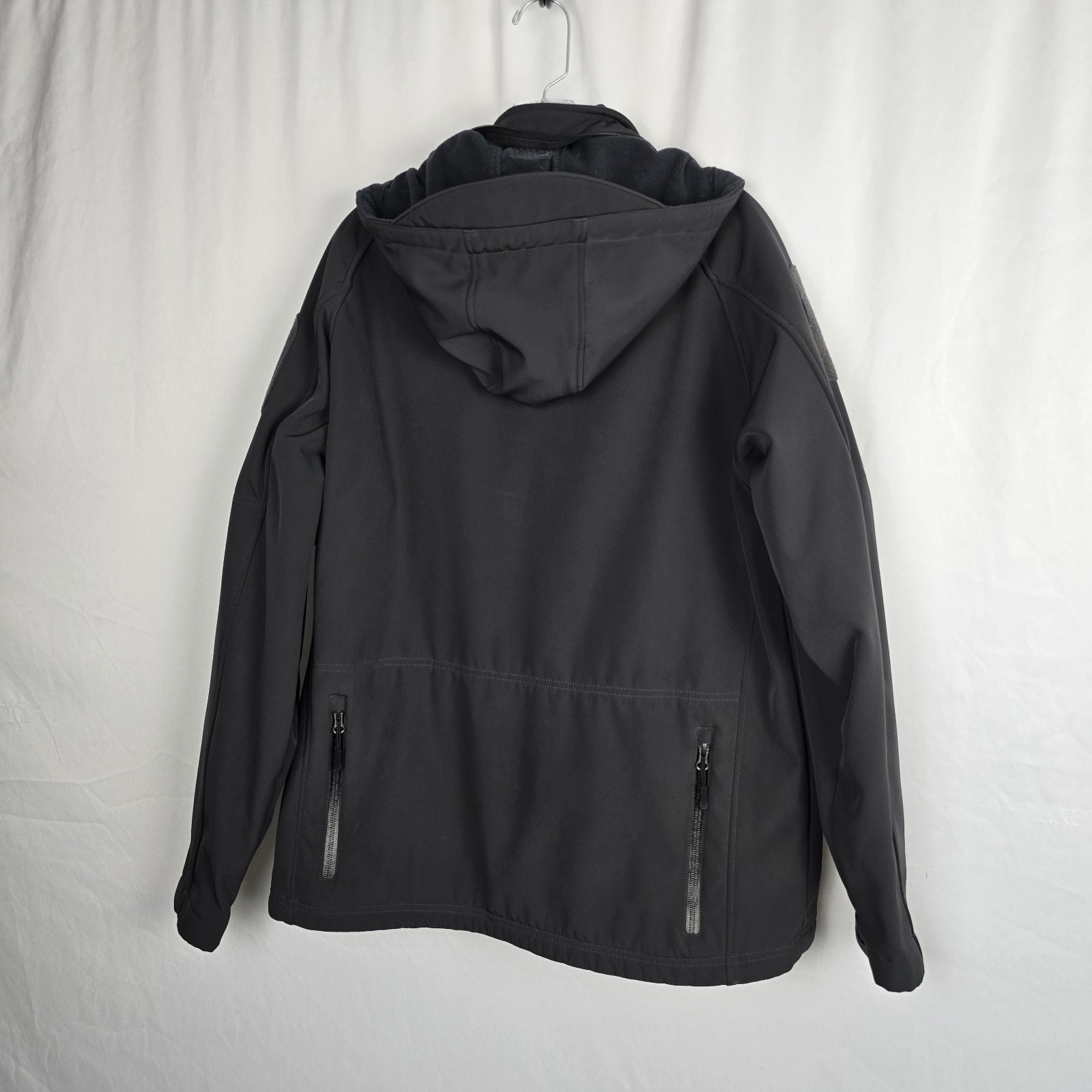 Tacvasen Soft Shell Military Jacket Men’s Large Black Full Zip Up Hooded Pockets