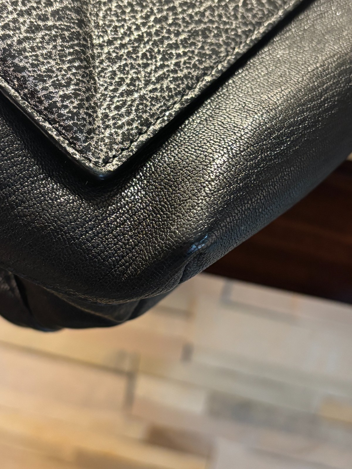 Authentic MCM Bicolor Medium Double Flap Top Handle Shoulder Bag Silver Black