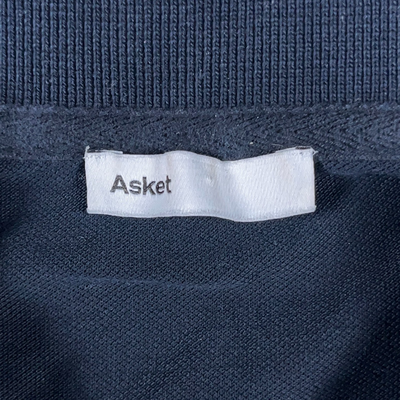Asket Polo Shirt Mens Large Long Navy Blue Short Sleeve Pique Cotton