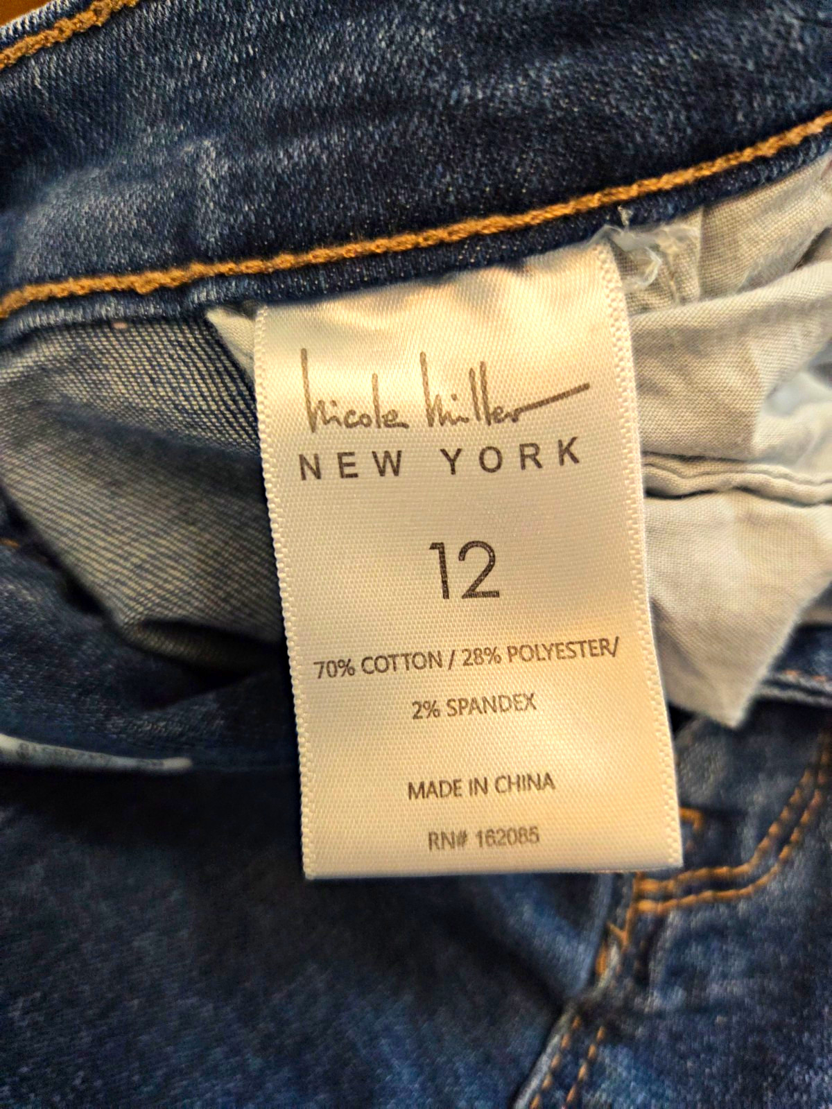 Nicole Miller New York Women’s High Rise Wide-Leg Jeans Blue Stretch 12