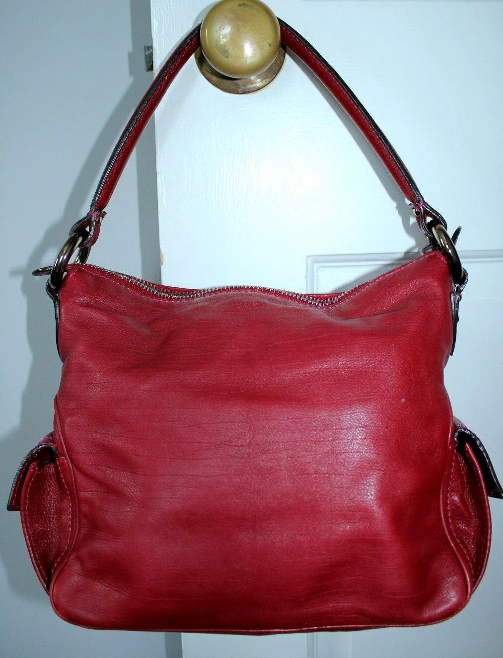 Vintage MARC JACOBS Multipocket Leather Hobo Bag in Red ~ MADE IN ITALY
