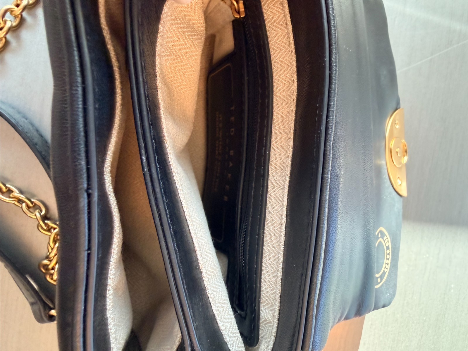 Ted Baker London Poppy Moon Black Leather Top Handle Bag NWT