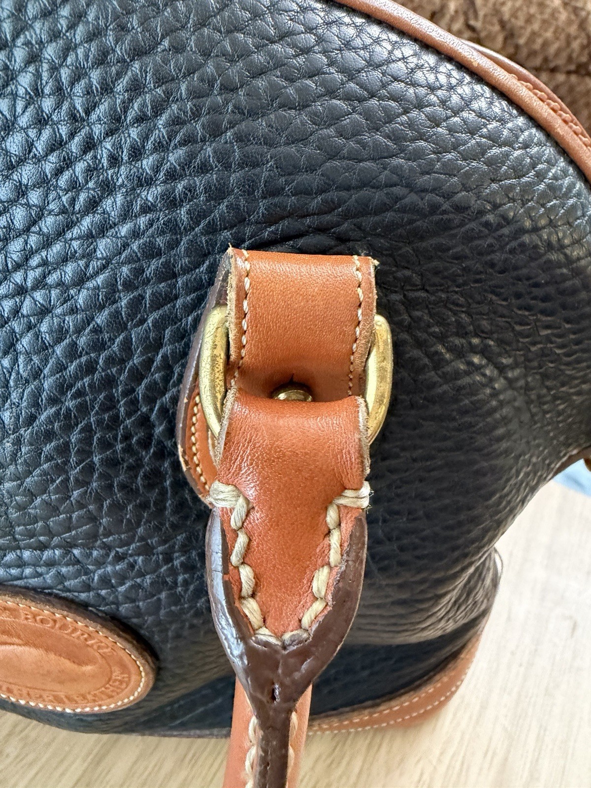 Dooney Bourke Black Leather Norfolk Satchel Vintage All-Weather