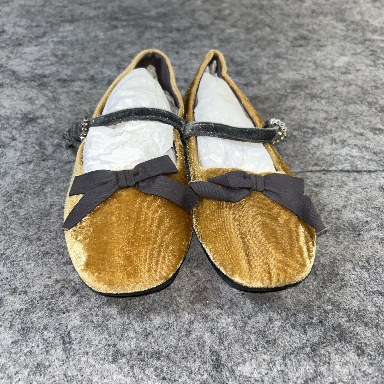 Zara Girl Tan & Gray Velvet Ballet Flat Size EU36 US 4