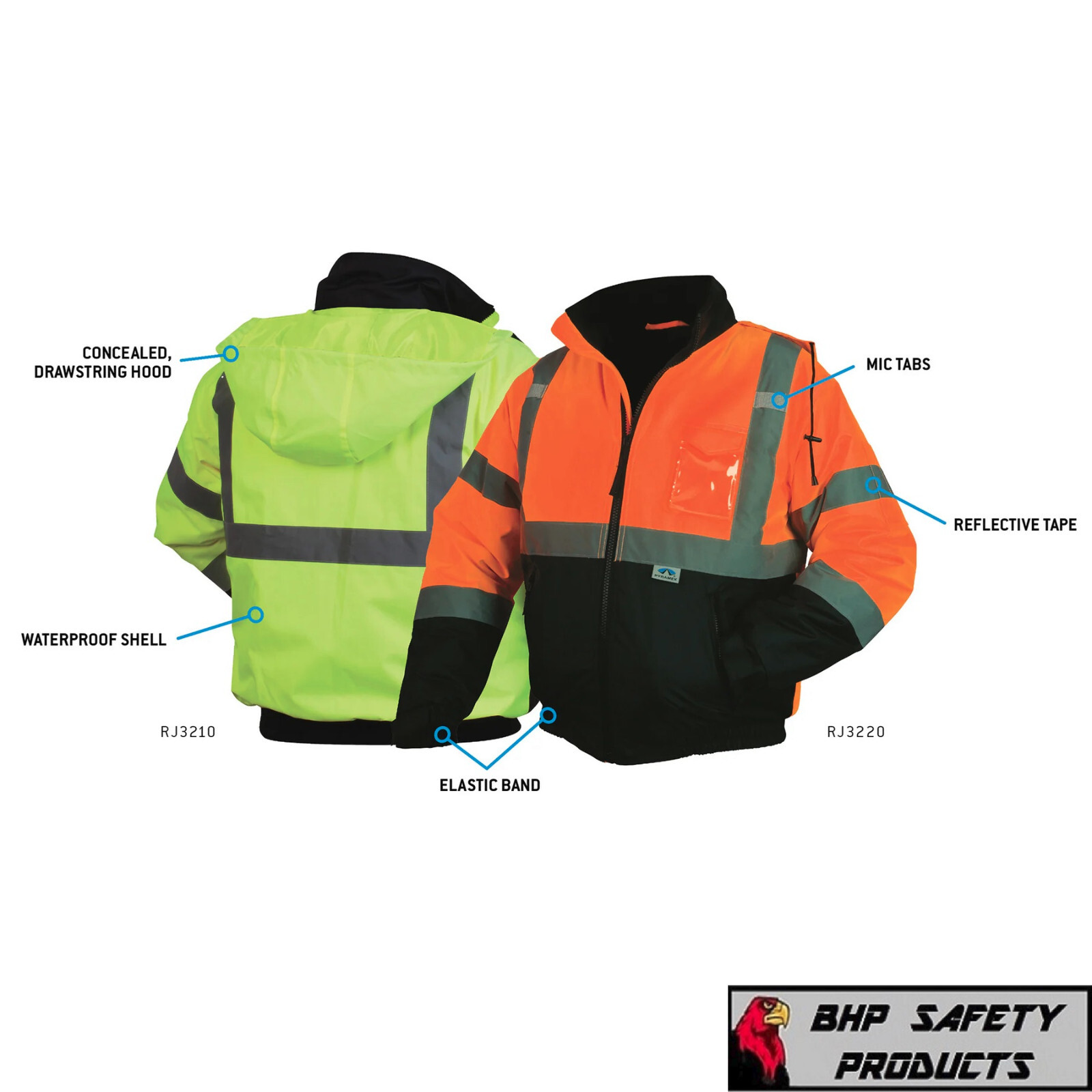 HIGH VISIBILITY WATERPROOF INSULATED HI VIS REFLECTIVE ROAD WORK BOMBER JACKET
