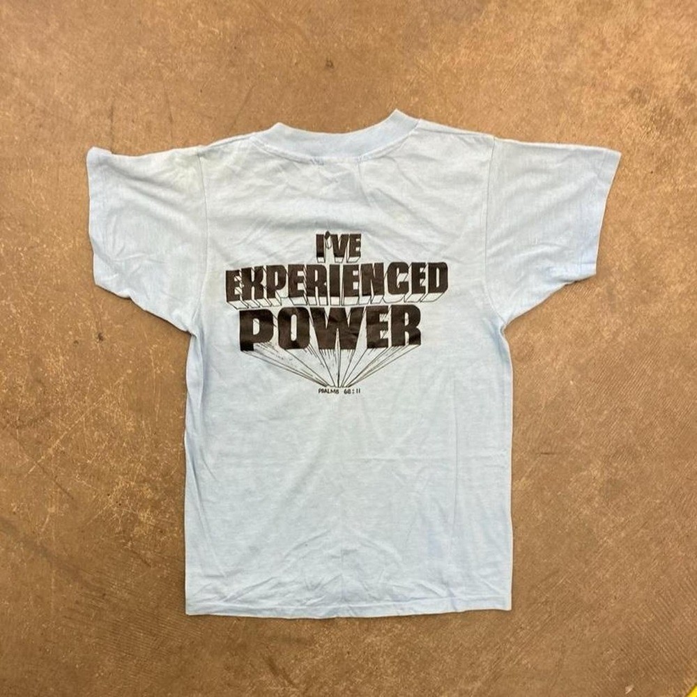 Vintage 90s Jesus Tee I’ve Experienced Power Psalm 68:11 Single Stitch T-Shirt S