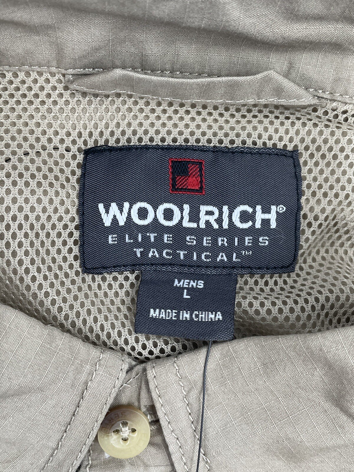 Woolrich Elite Series CCW Men’s Long Sleeve Khaki Operator Shirt Sz L 44912