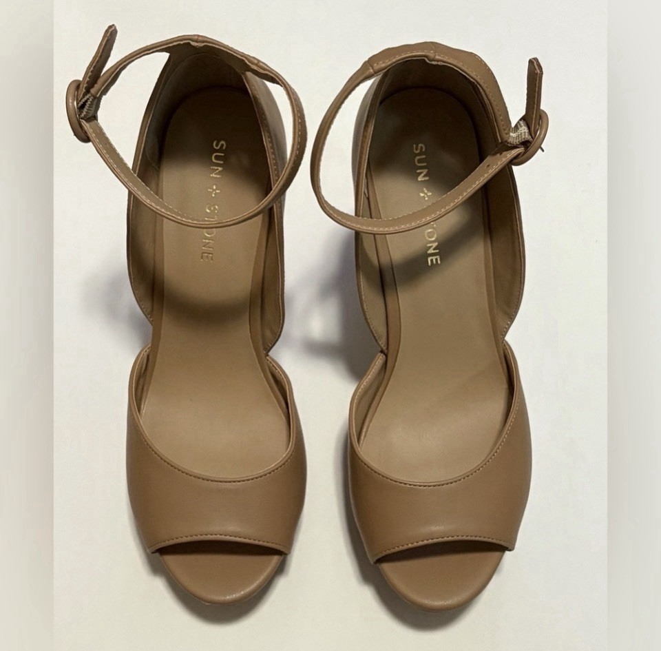 Sun + Stone Beige Platform Heels