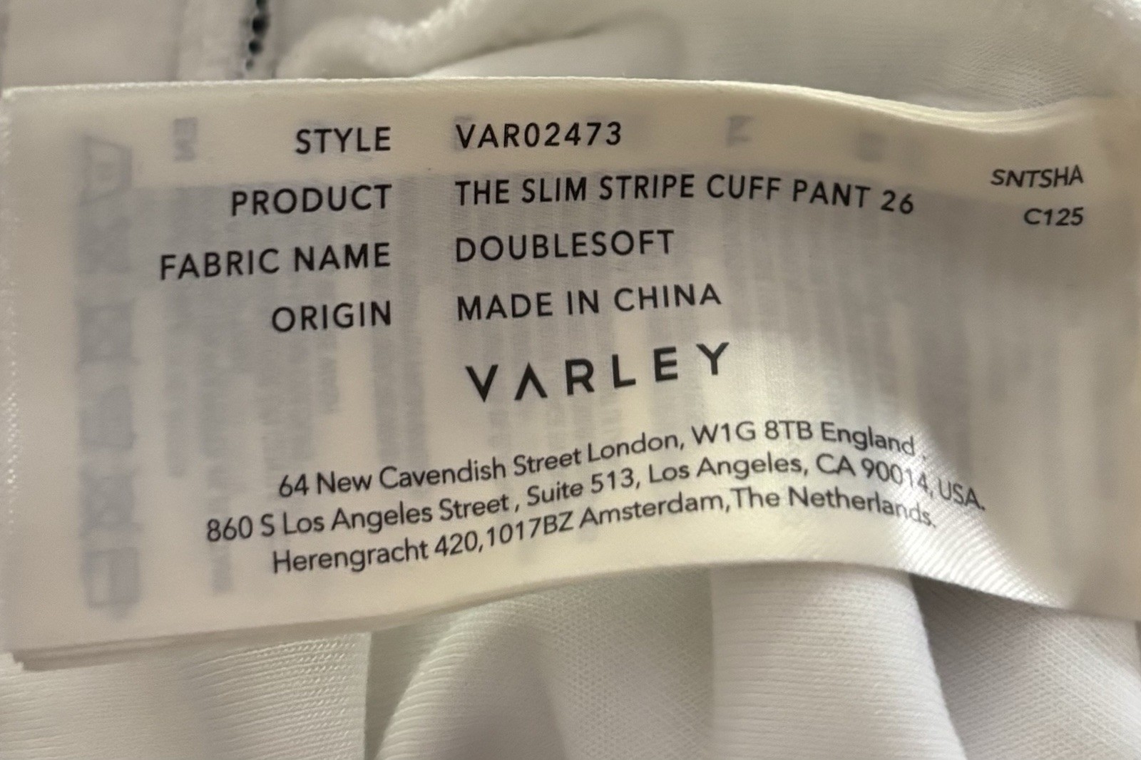 Varley DoubleSoft Slim Stripe Cuff Pants 26″ White Jogger Sweatpant XXS NWT $120