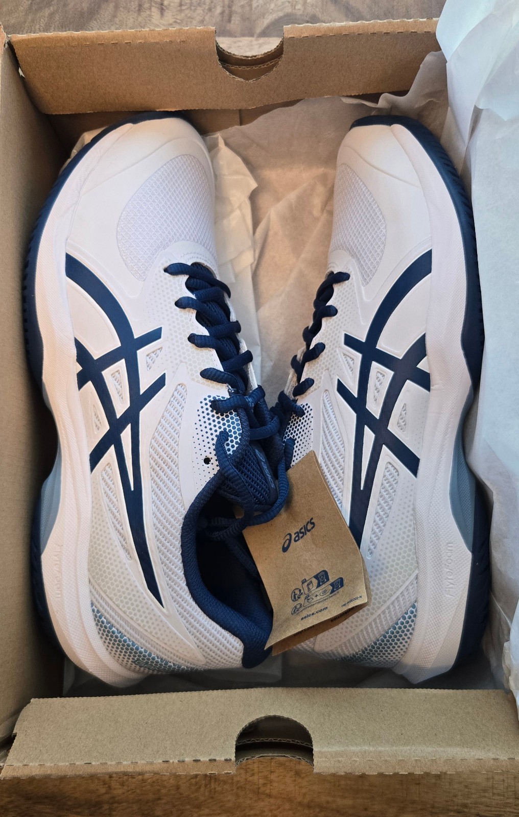 ASICS Game FF Pickleball Men’s Size 9 White/Twilight Blue 1041A488-101, DS USA