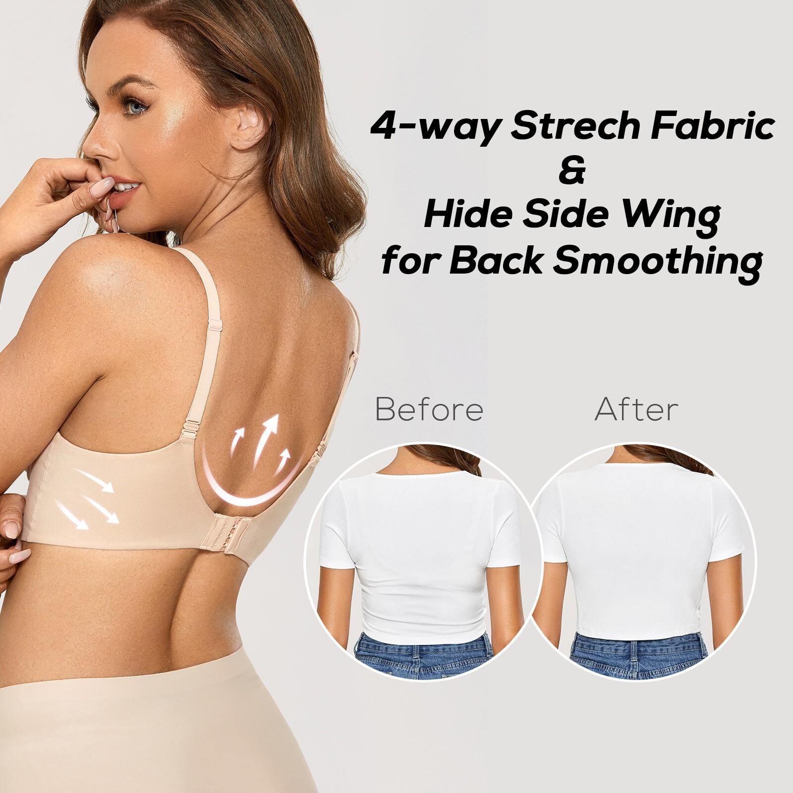DOBREVA Women’s Push Up Wireless Bra Padded T Shirt Bras No Underwire Plunge/ 8