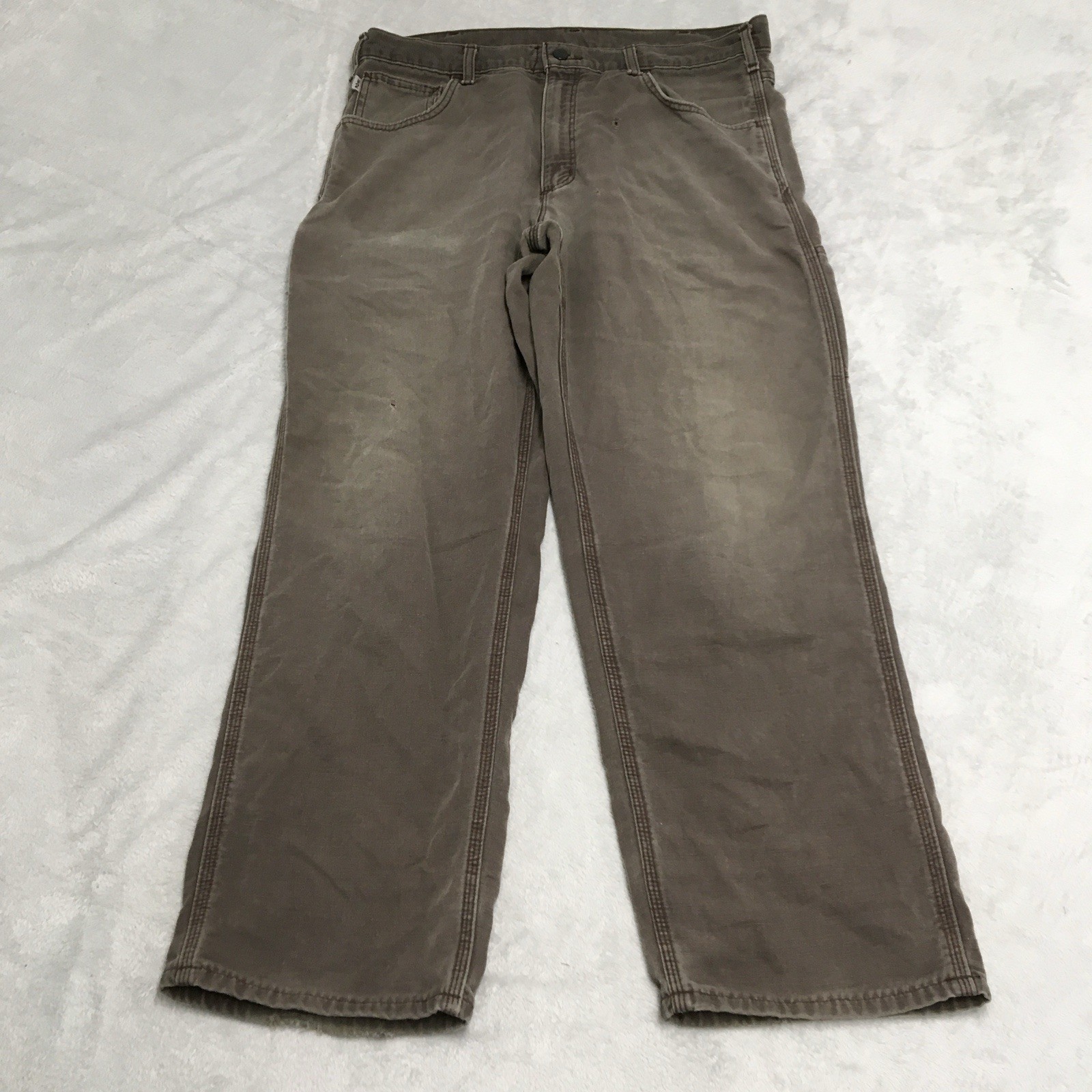 Carhartt FR Trousers Mens 36×30 Brown Regular Canvas Carpenter Work US Fabric