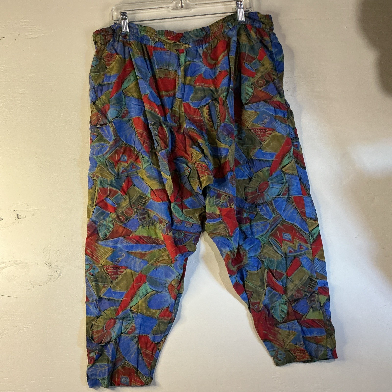 Carmen Dixon Stretch Baggy Capris Size 36 Stretch 14” Rise Boho 100% Rayon