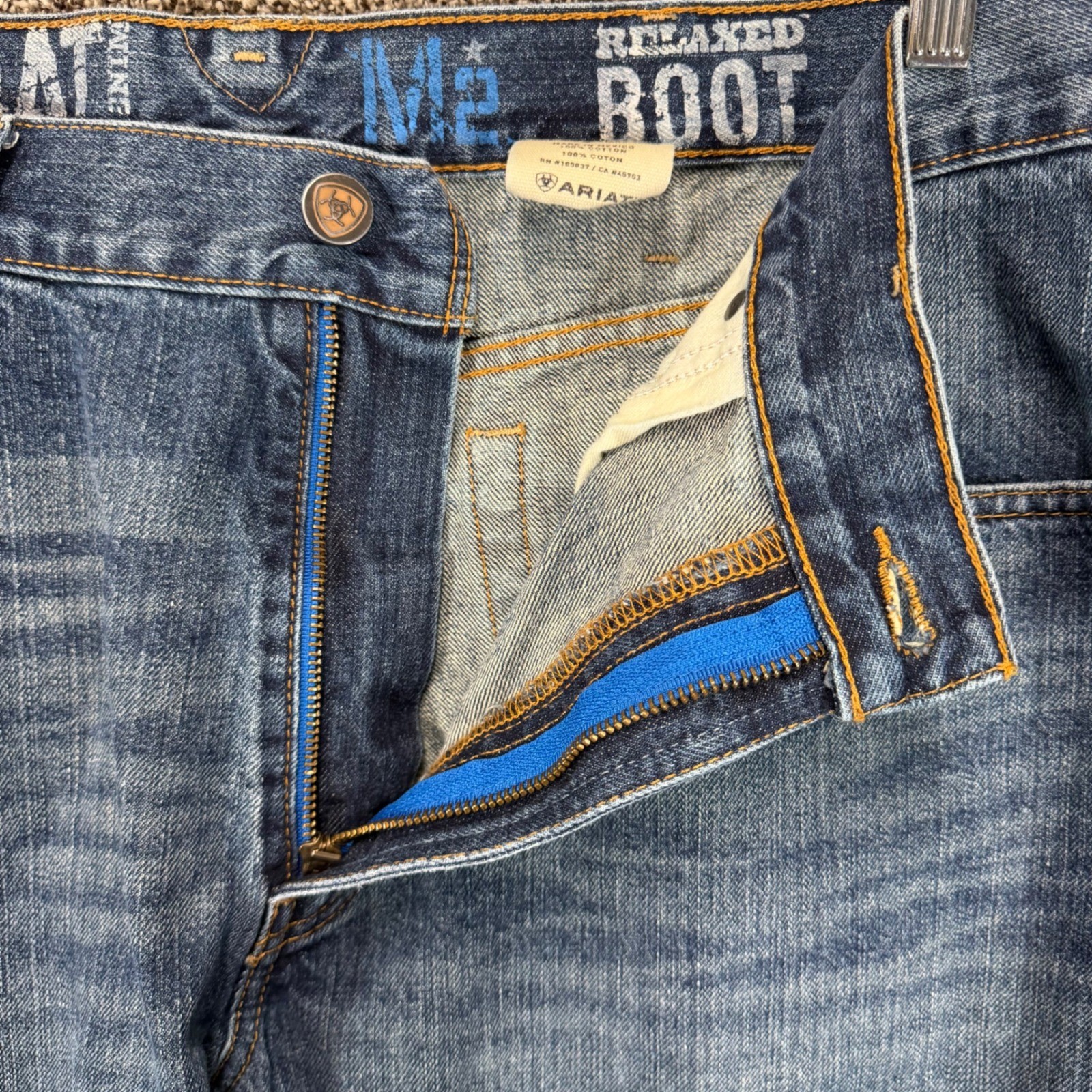 Ariat M2 Relaxed Bootcut Jeans Mens 36×32 Blue Denim Western Cowboy Work Rodeo