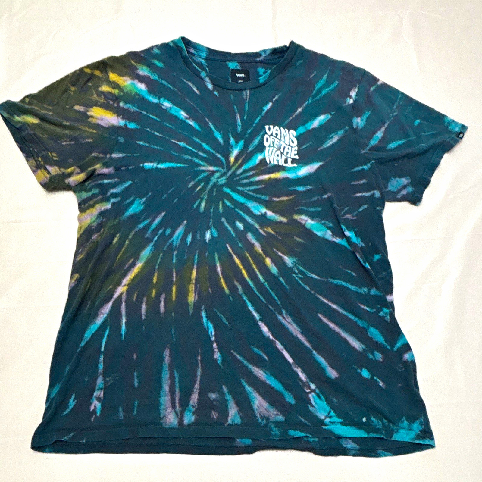 VANS Black Blue/Yellow/Purple Reaper Tie-Dye T-Shirt Large Pre-owned