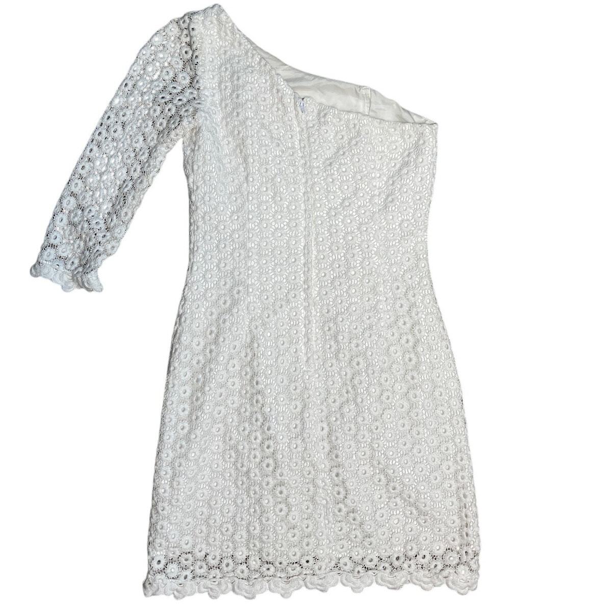 Lilly Pulitzer Resort White Daisy Truly Lace Whitaker One Shoulder Dress Size 0