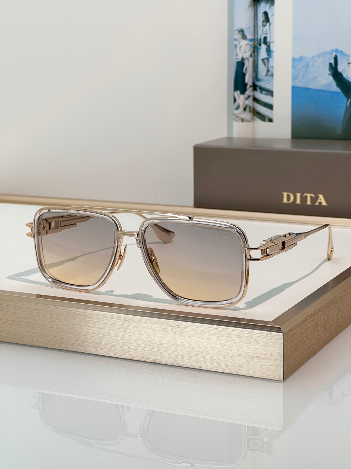DITA KUDRU DTS436-A-01 Titanium Sunglasses Gold Gray Gradient 61mm Japan