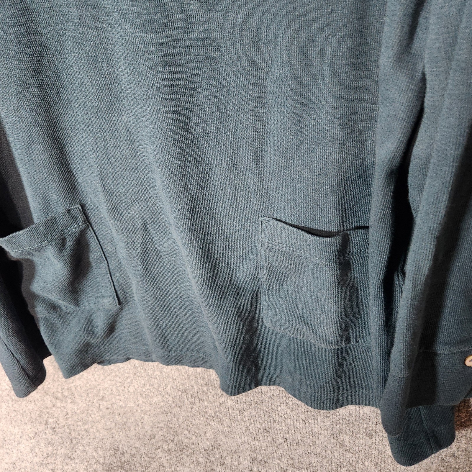 J. Jill Womens Pullover TopL Dark Teal Front Pockets V-Neck Long Sleeve