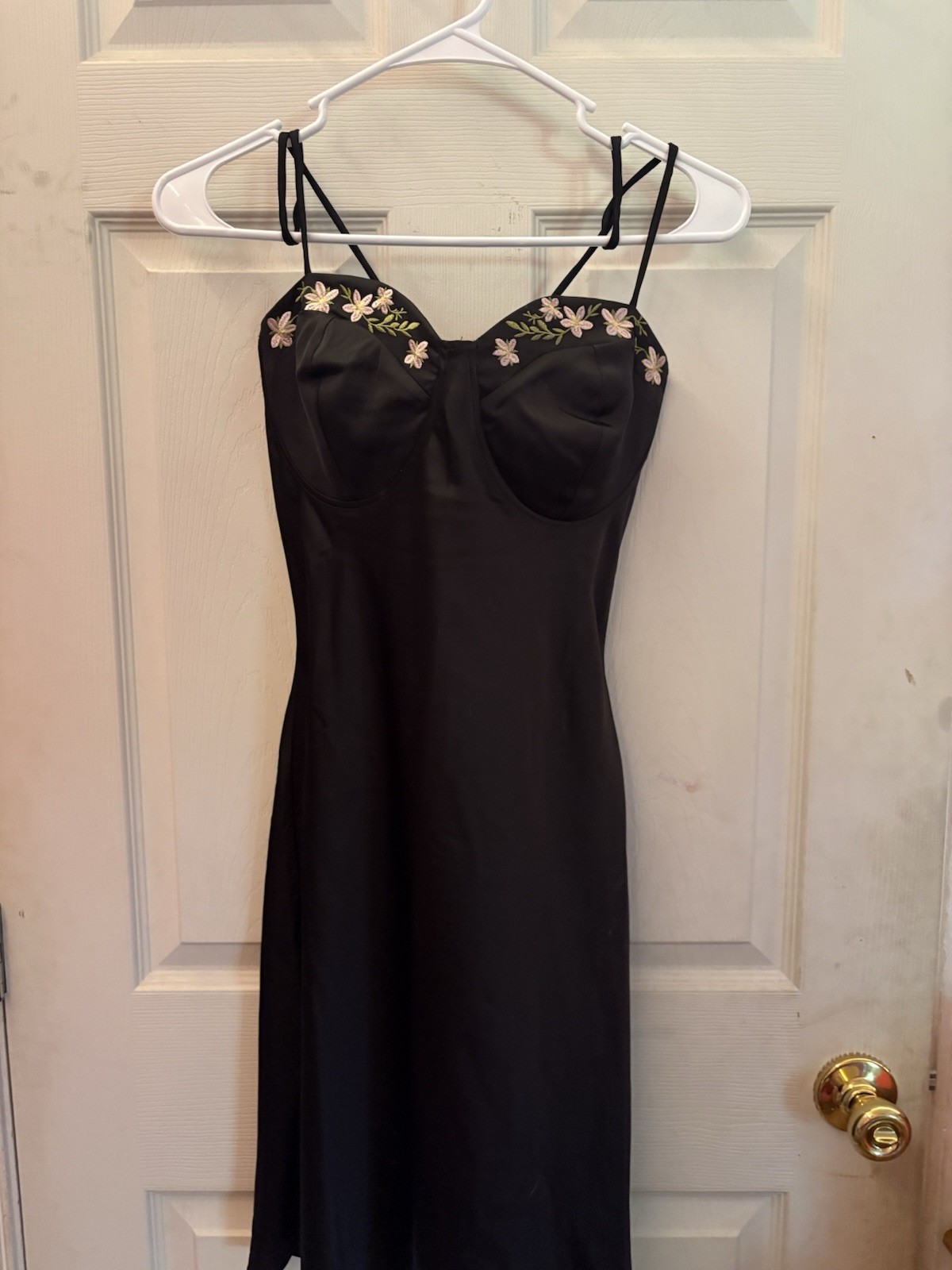 Rare London Black Embroidered Sweetheart Strappy Lace-Up Mini Dress Size 8