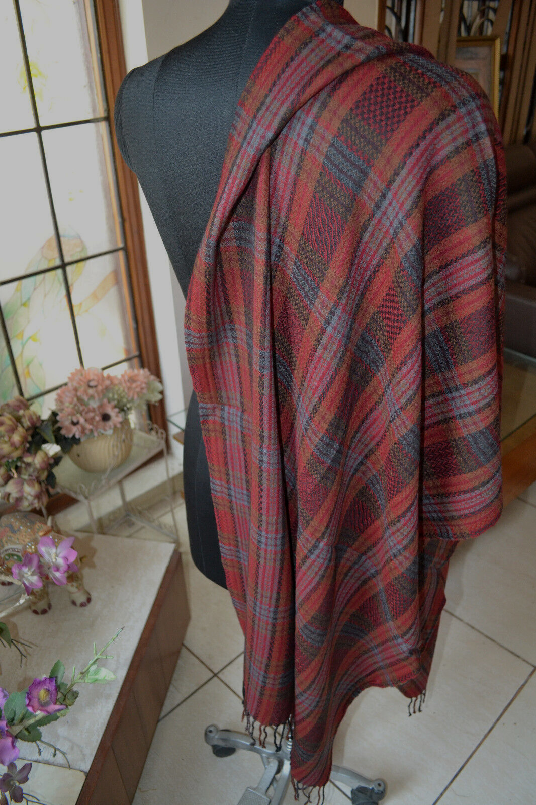 SOBRE DESIGNER PLAID CHECK 100% CASHMERE PASHMINA SHAWL/WRAP : 7 DESIGN CHOIC