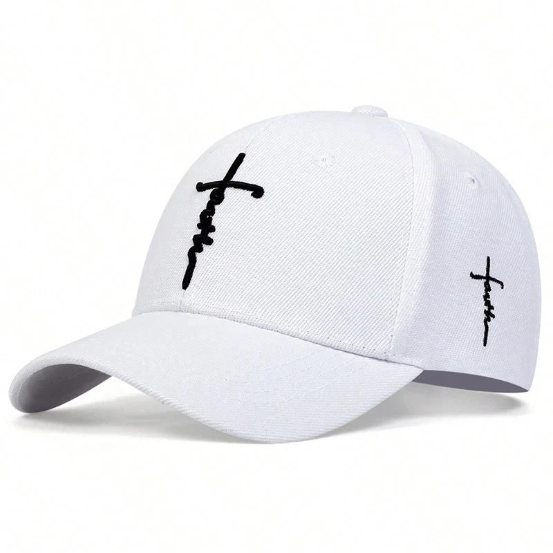 Faith Cross Embroidered Christian Black & Red Baseball Cap,Adjustable Hat, Jesus