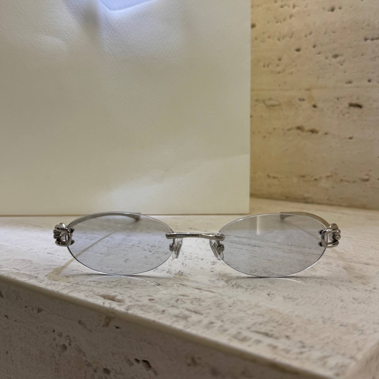 Gentle Monster Rimless Oval Eyeglasses Silver Metal Frame Korea Unisex