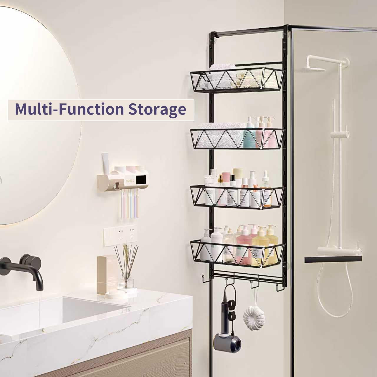 Purse Organizer Over The Door – 5 Tier Handbag Organizer with 4 Adjustable Metal