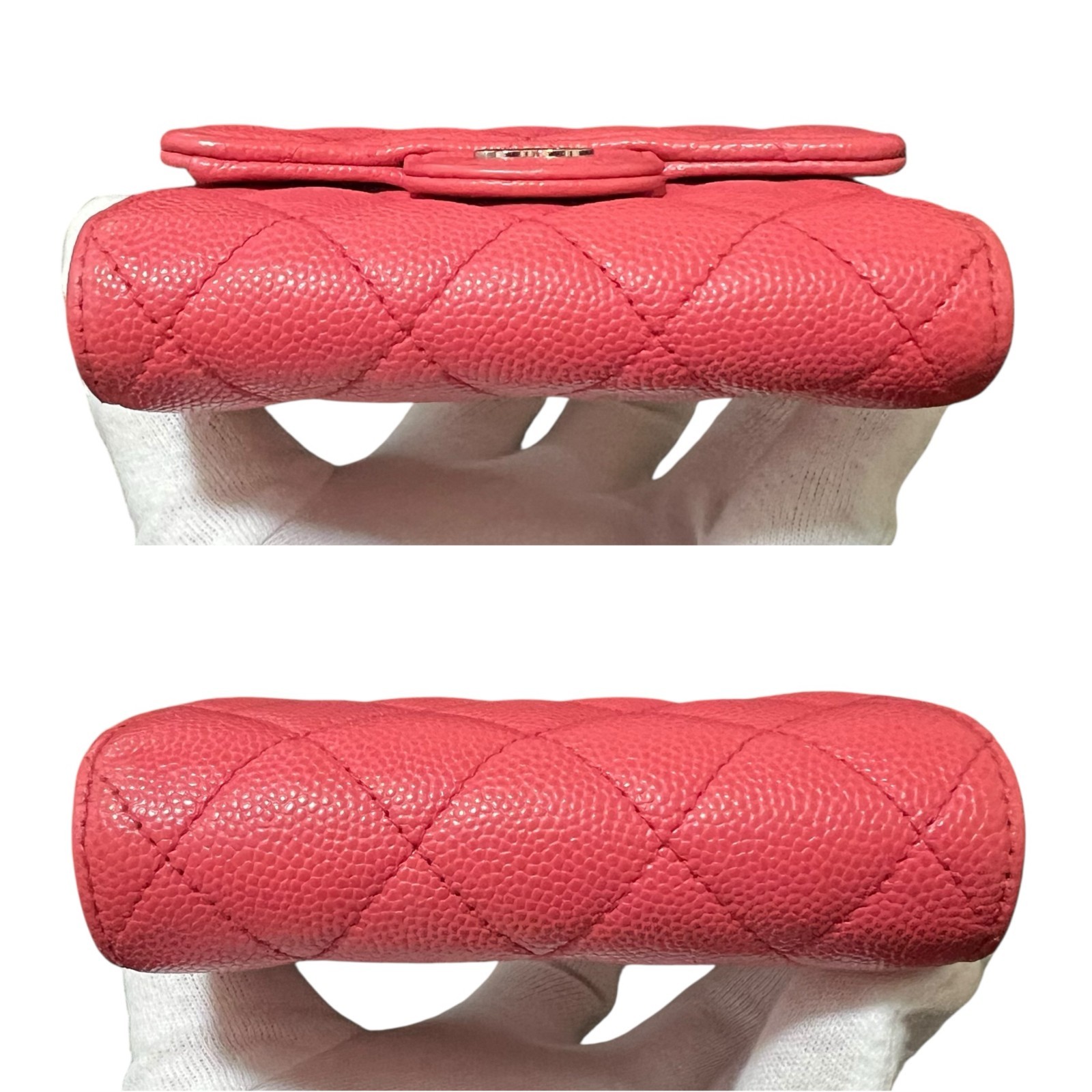 CHANEL Pink Caviar Skin Matelasse CC Logo Flap Tri-fold Small Flap Wallet