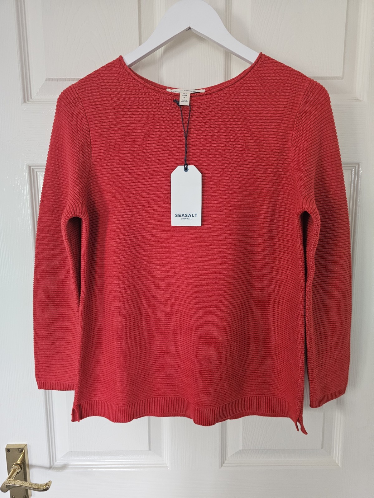 Seasalt Makers Jumper Size 8 Tomato Red Cotton New With Tags Rrp £59.95