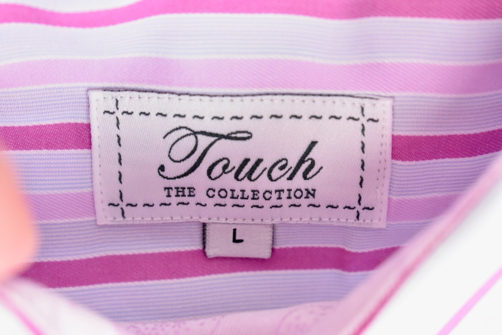 Touch The Collection Pink Striped Spread Collar Dress Shirt Size: Large