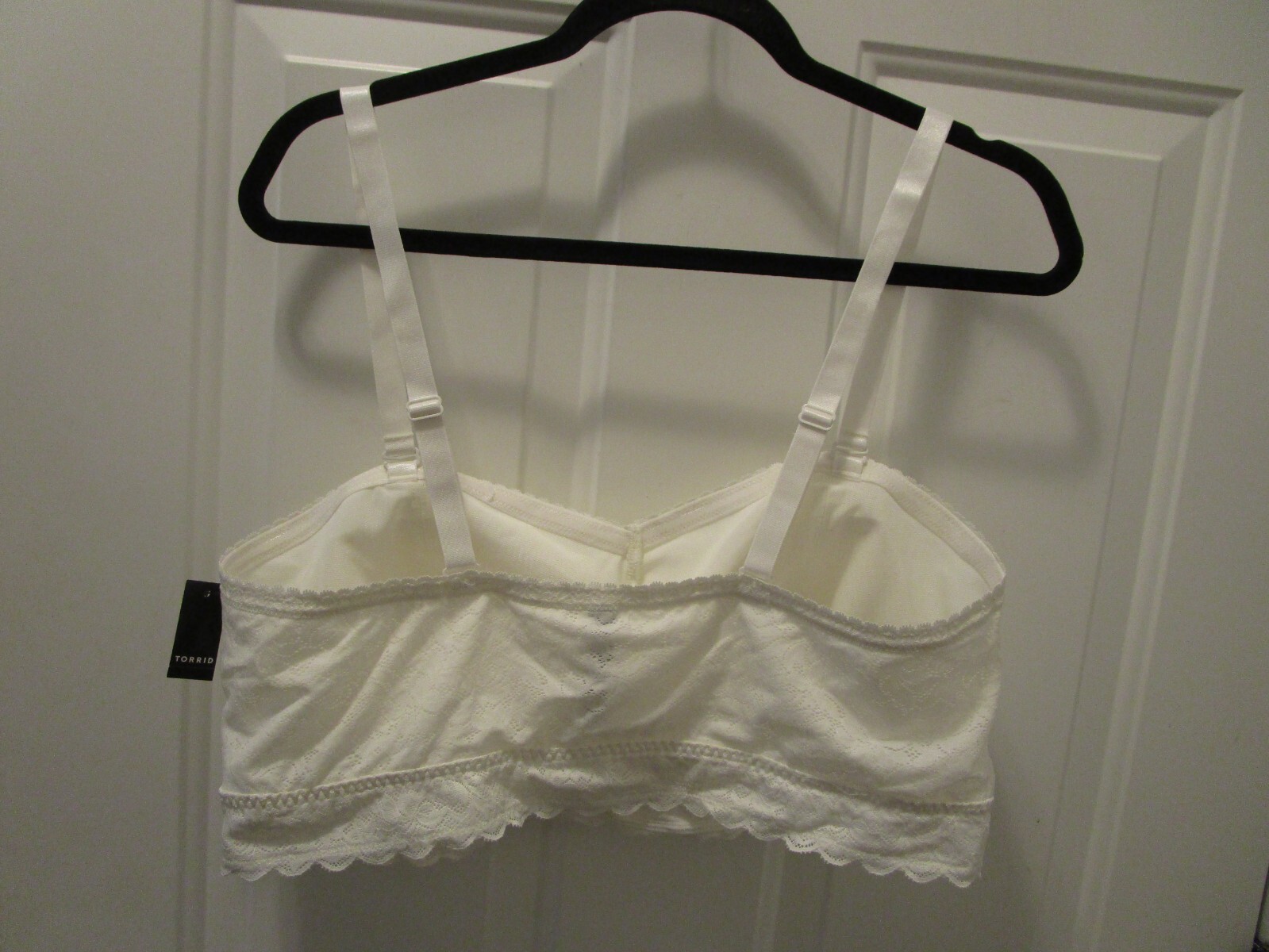 TORRID UNLINED 4 WAY STRETCH LACE BANDEAU BRA CLOUD DANCER WHITE NEW