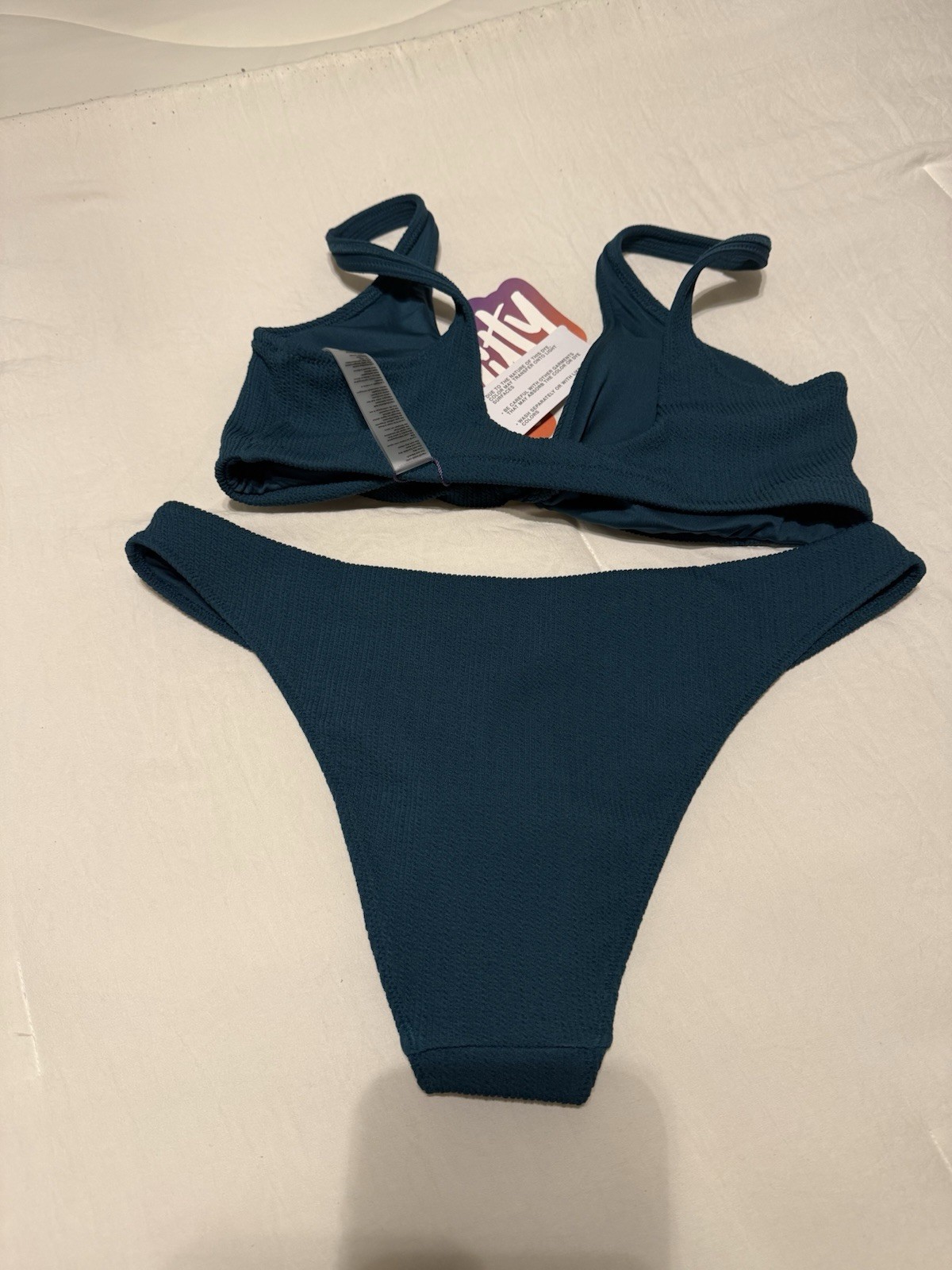 Fabletics Textured Swim Set Size Medium Green Abyss New With Tags