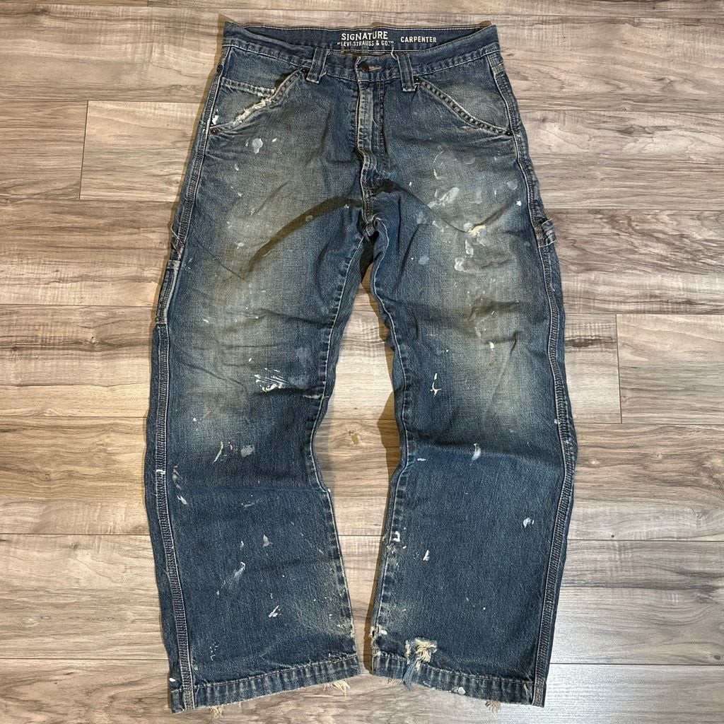 Signature by Levi Strauss & Co. Carpenter Jeans with Paint Splatter Distressing