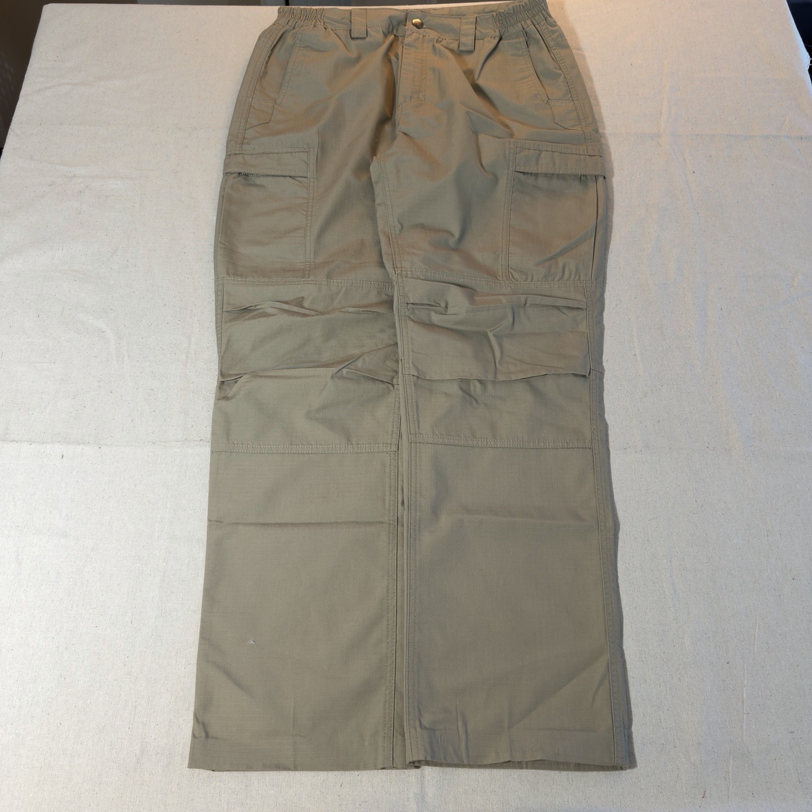 Free Soldier Men’s Beige Ripstop Cargo Pants Straight Leg Elastic Waist 36