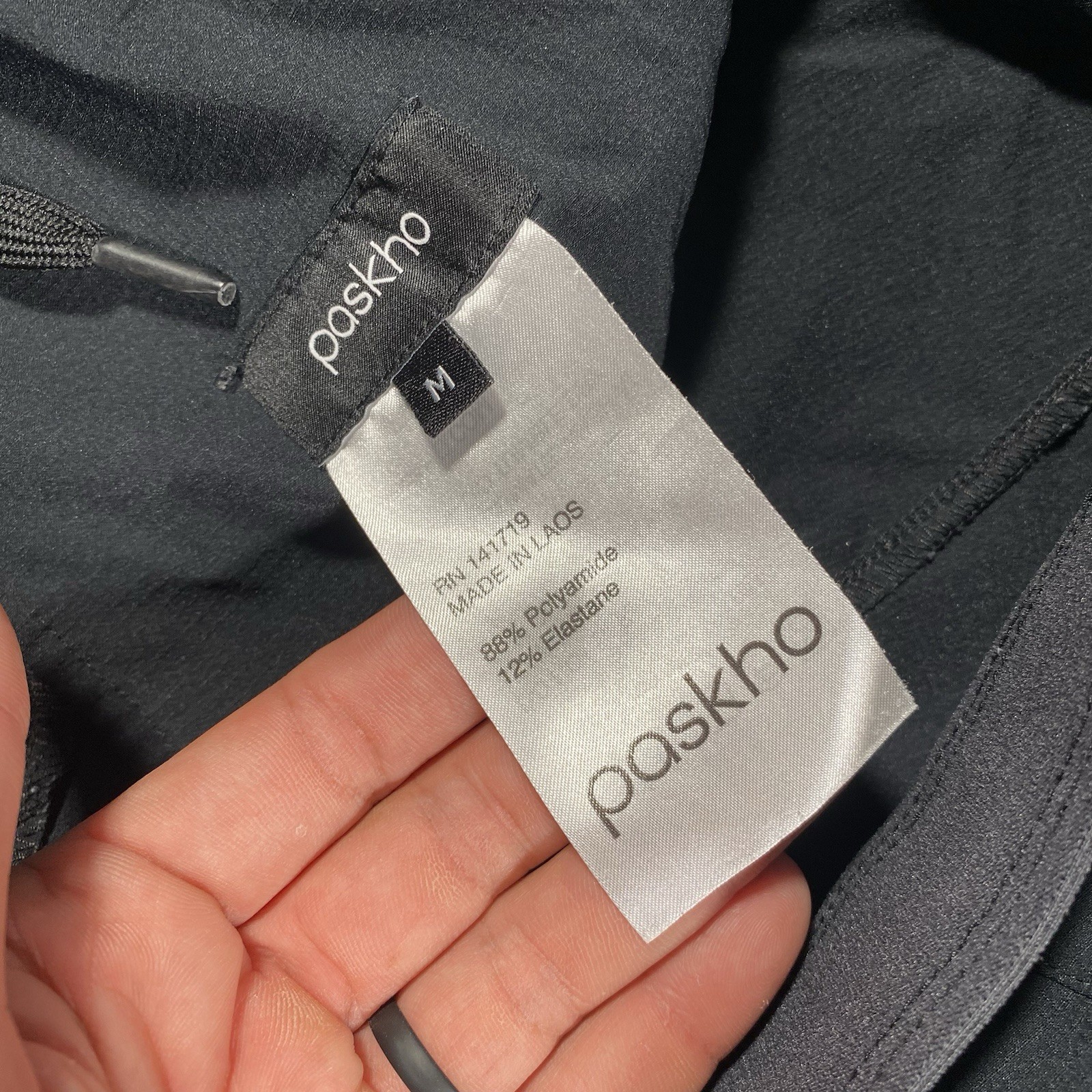 Paskho Pants Mens M Black Tech Minimalist Performance Stretch 32×32 Windbreaker