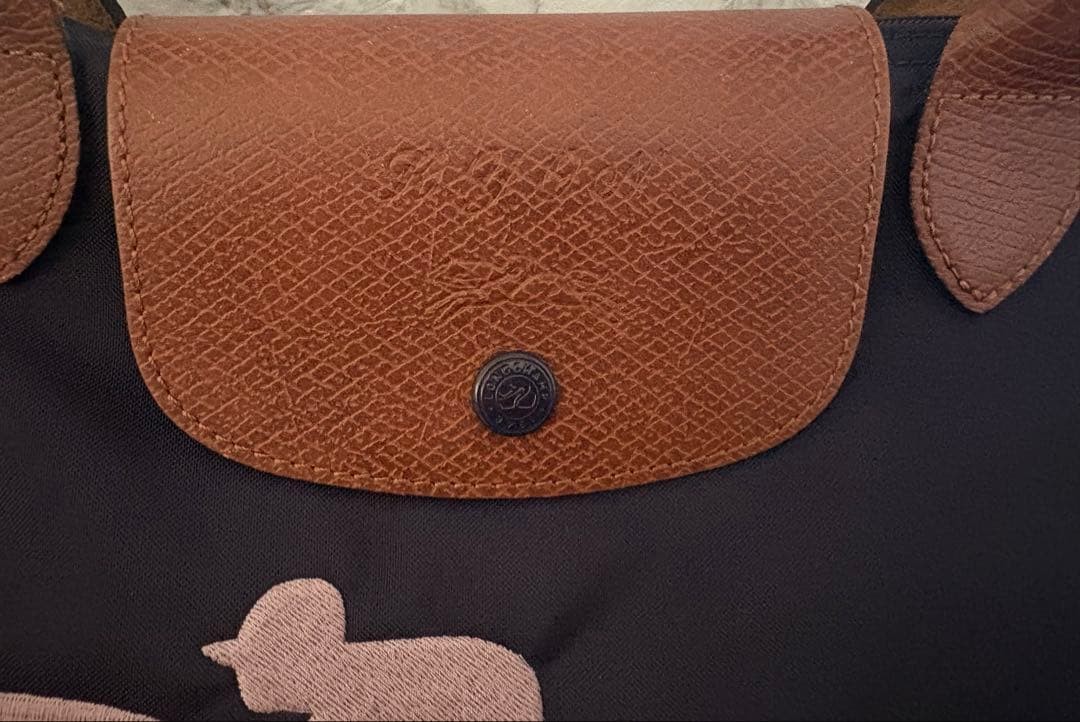Longchamp Pliage Tote Bag Purple & Dust Pink 17.3×11.4×7.9in Used