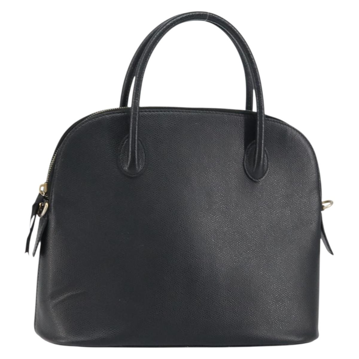 CELINE Hand Bag Leather Black Gold Auth ep12323